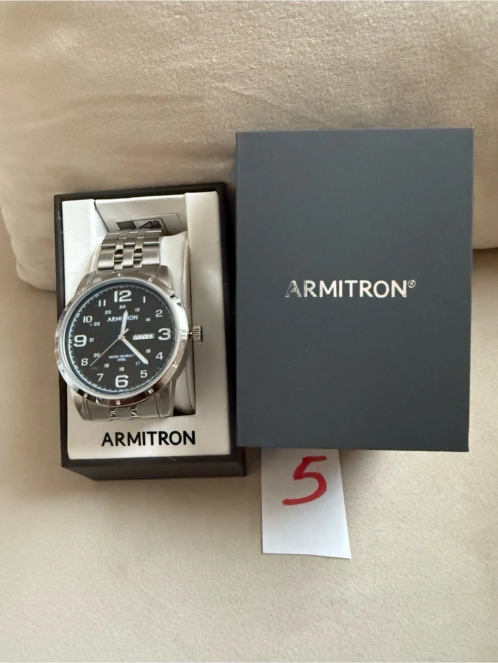 Armitron Men's Silver Stainless Steel Analog Watch with Black Dial